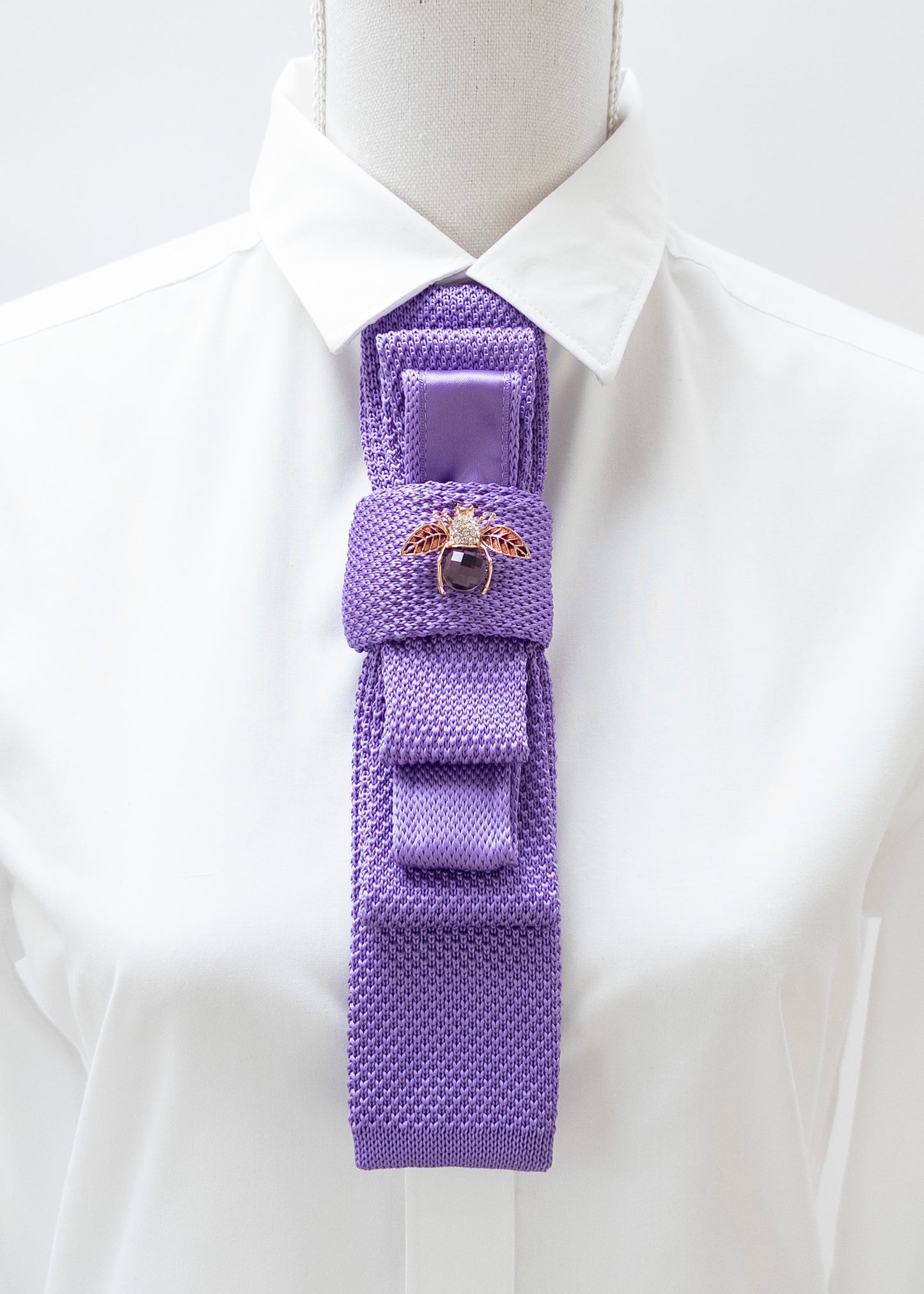 Stropdas paars gebreid