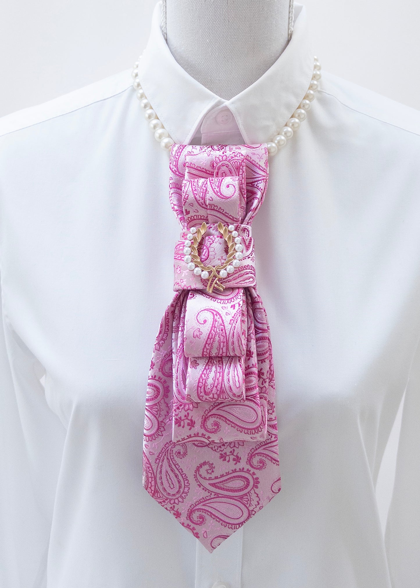 Stropdas (donker) roze paisley