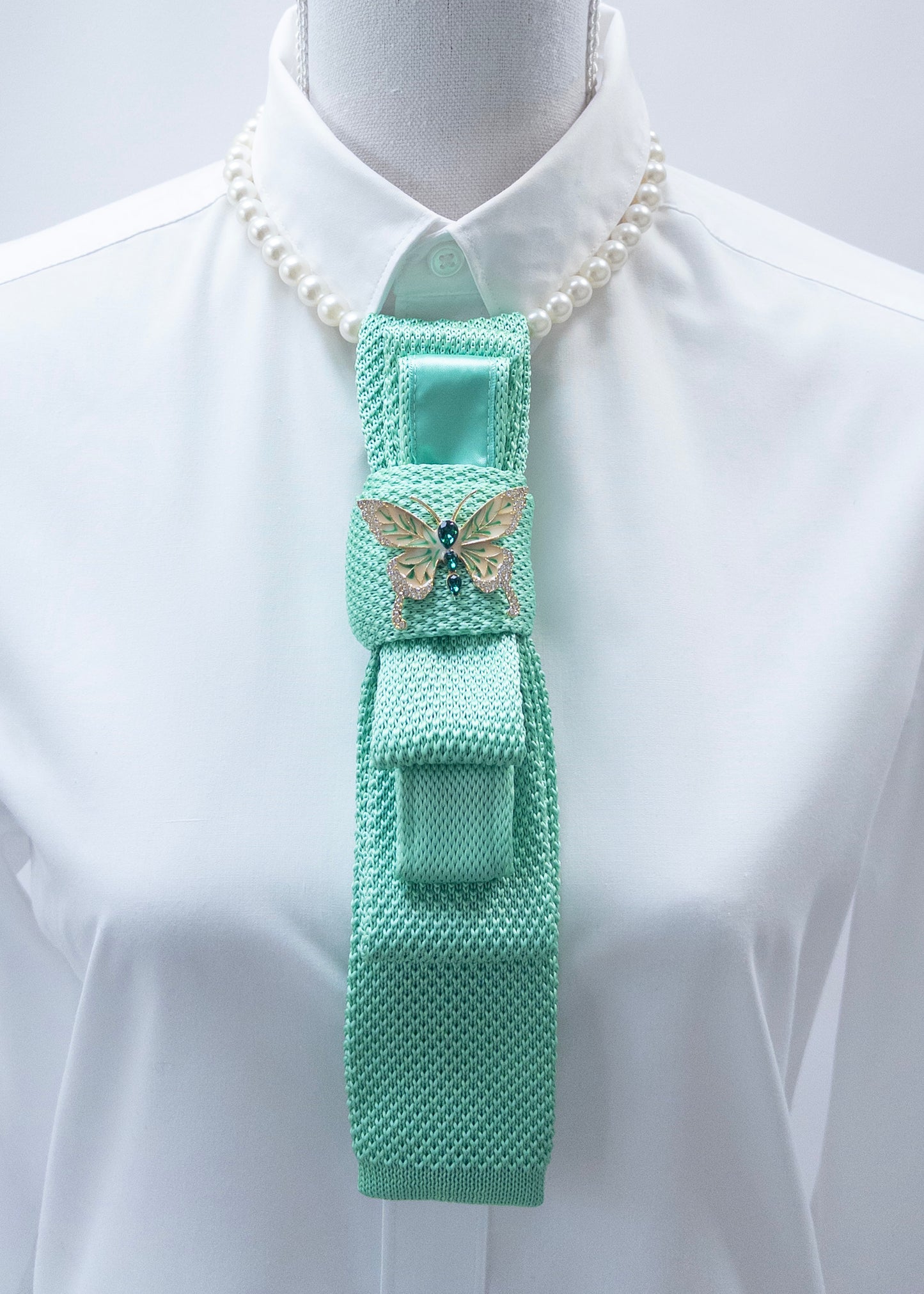 Stropdas mintgroen gebreid