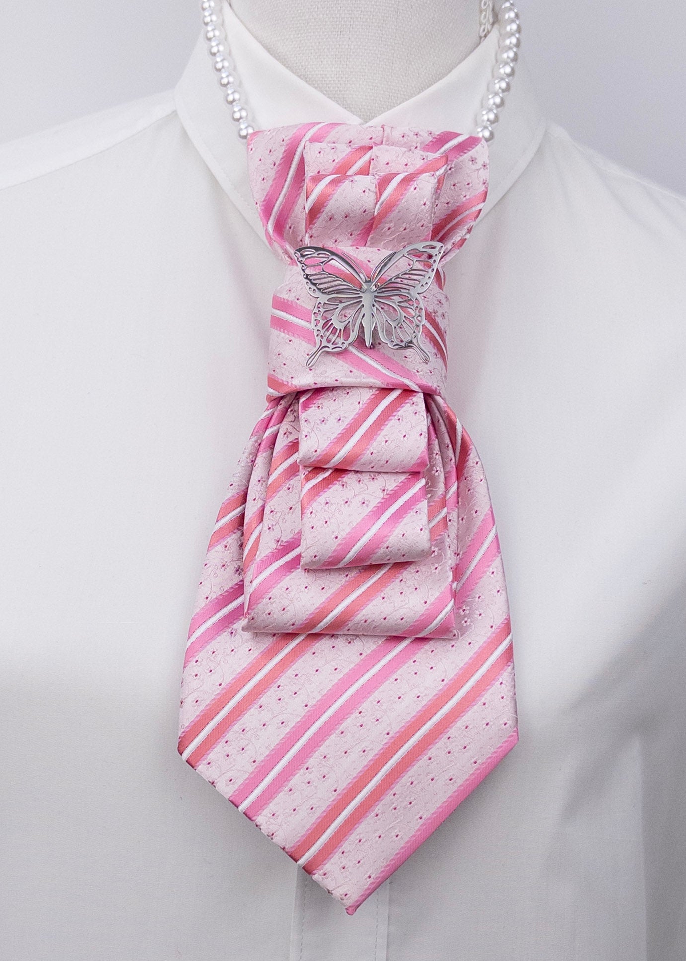 Stropdas roze gestreept