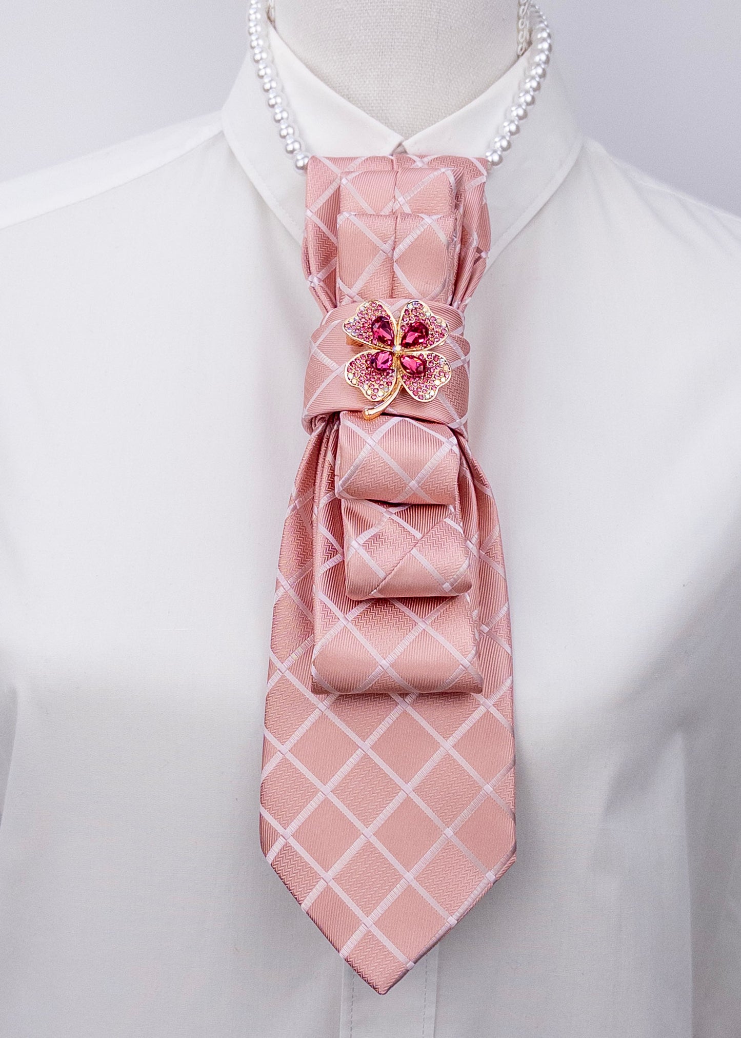 Stropdas roze-ruit-klaver