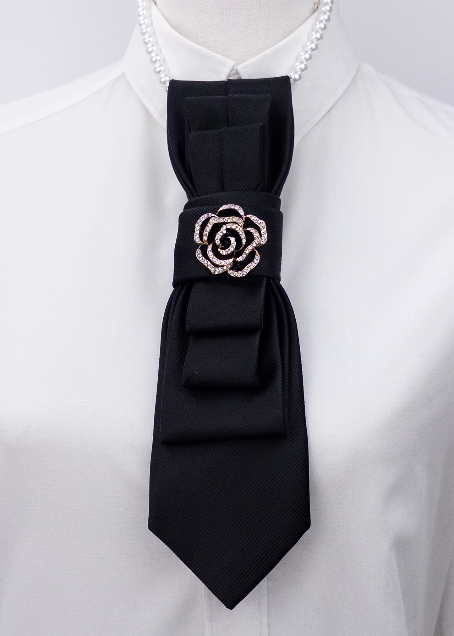 Stropdas zwart roos