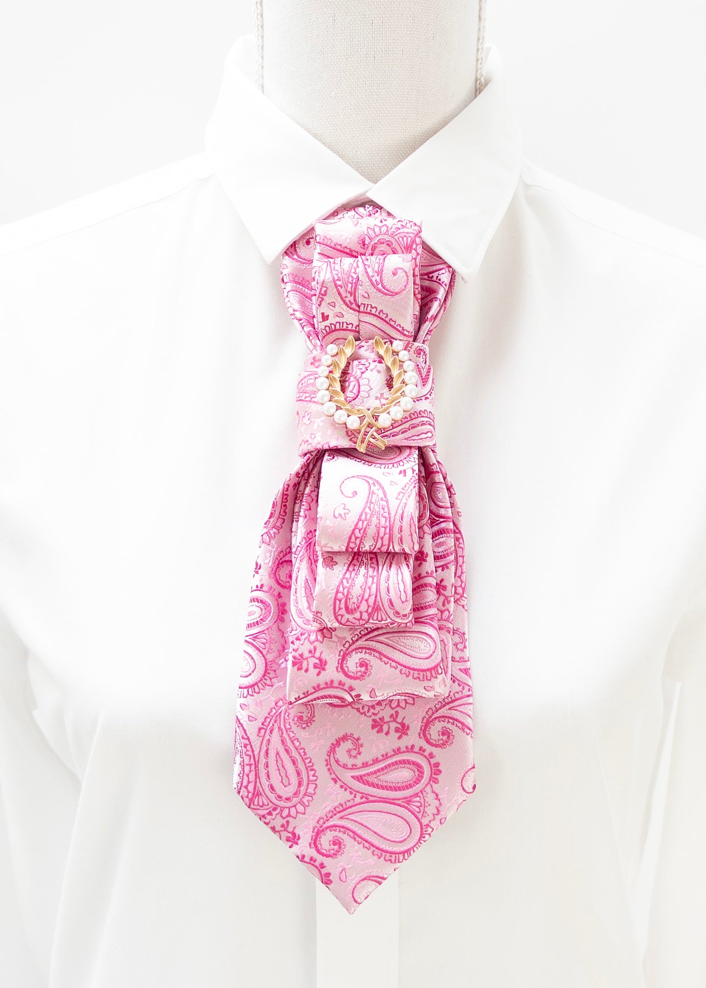Stropdas (donker) roze  paisley
