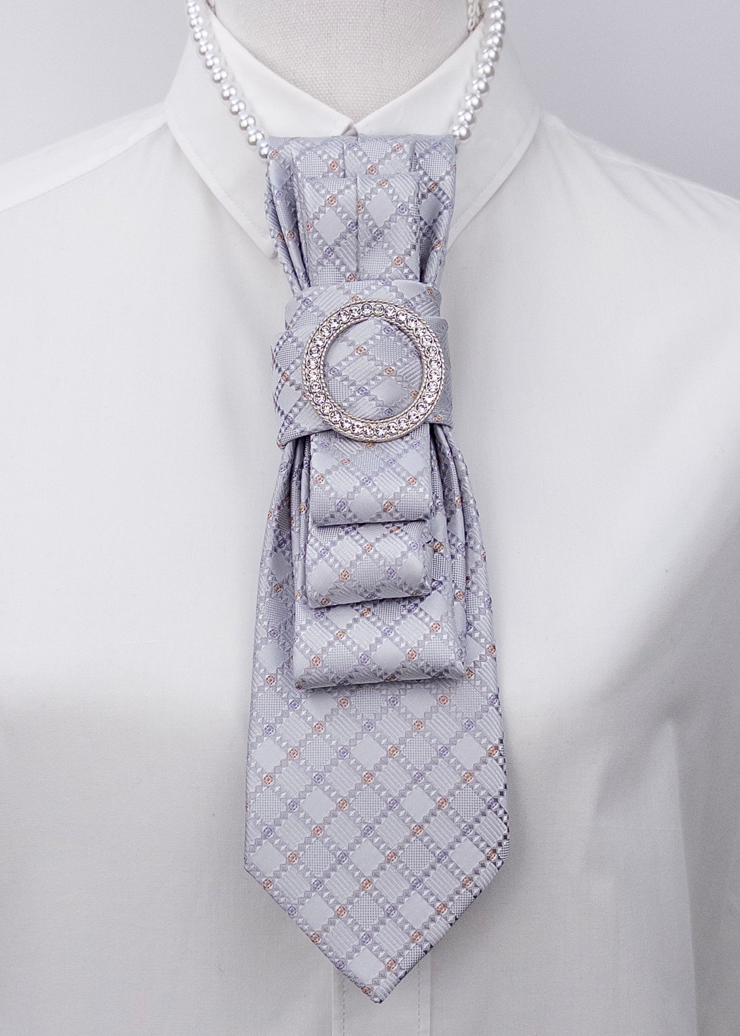 Stropdas licht lila zilver