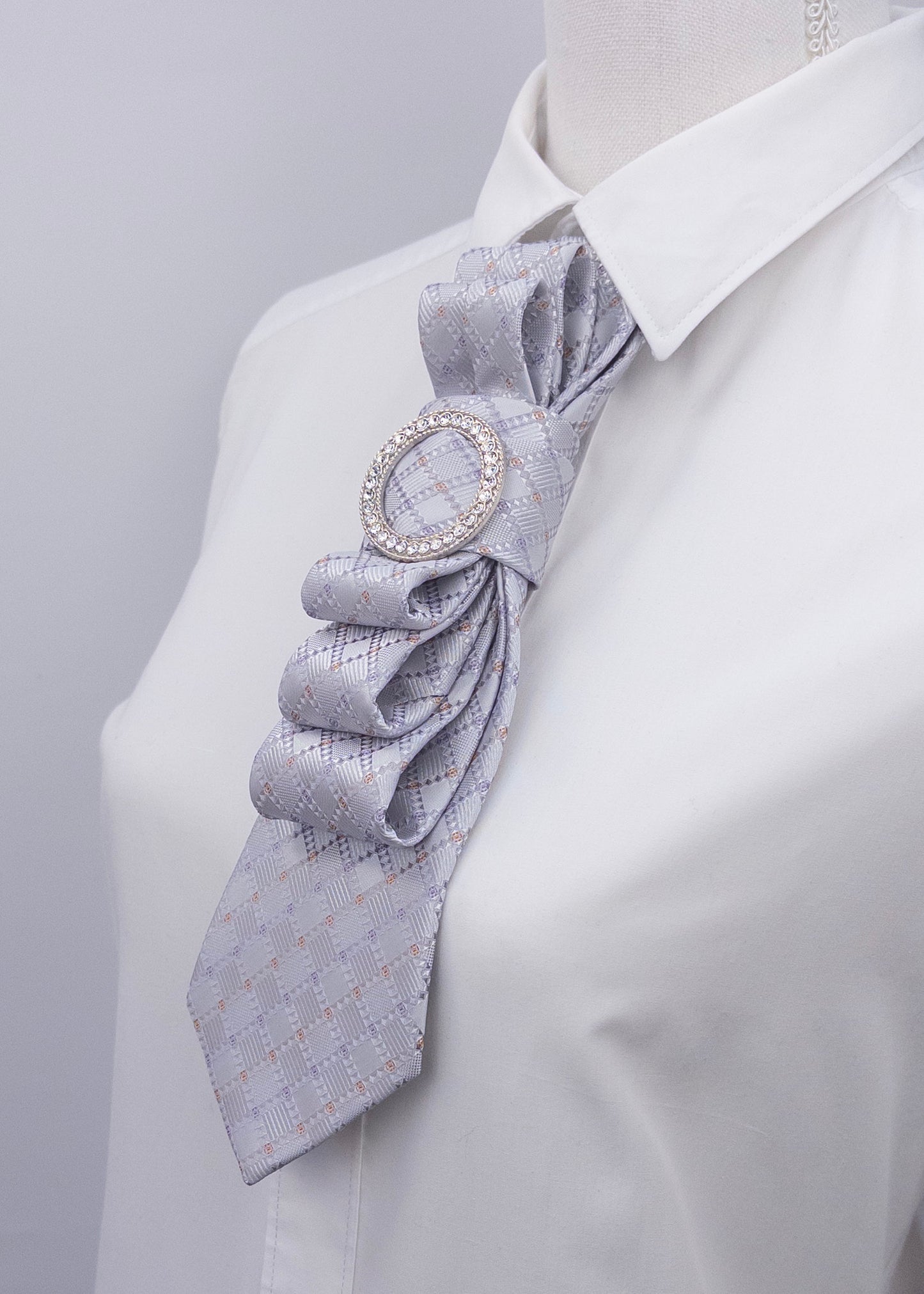 Stropdas licht lila zilver