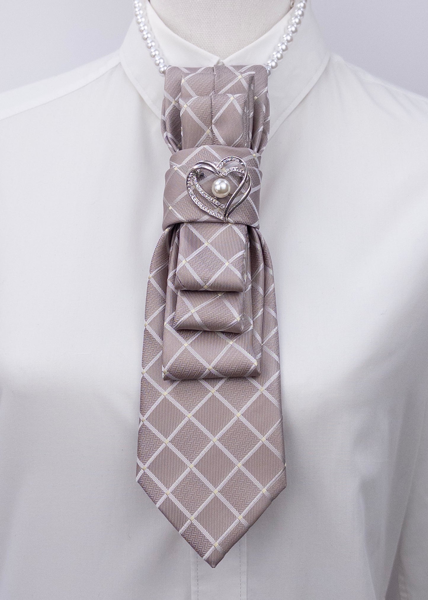 Stropdas zilver hart