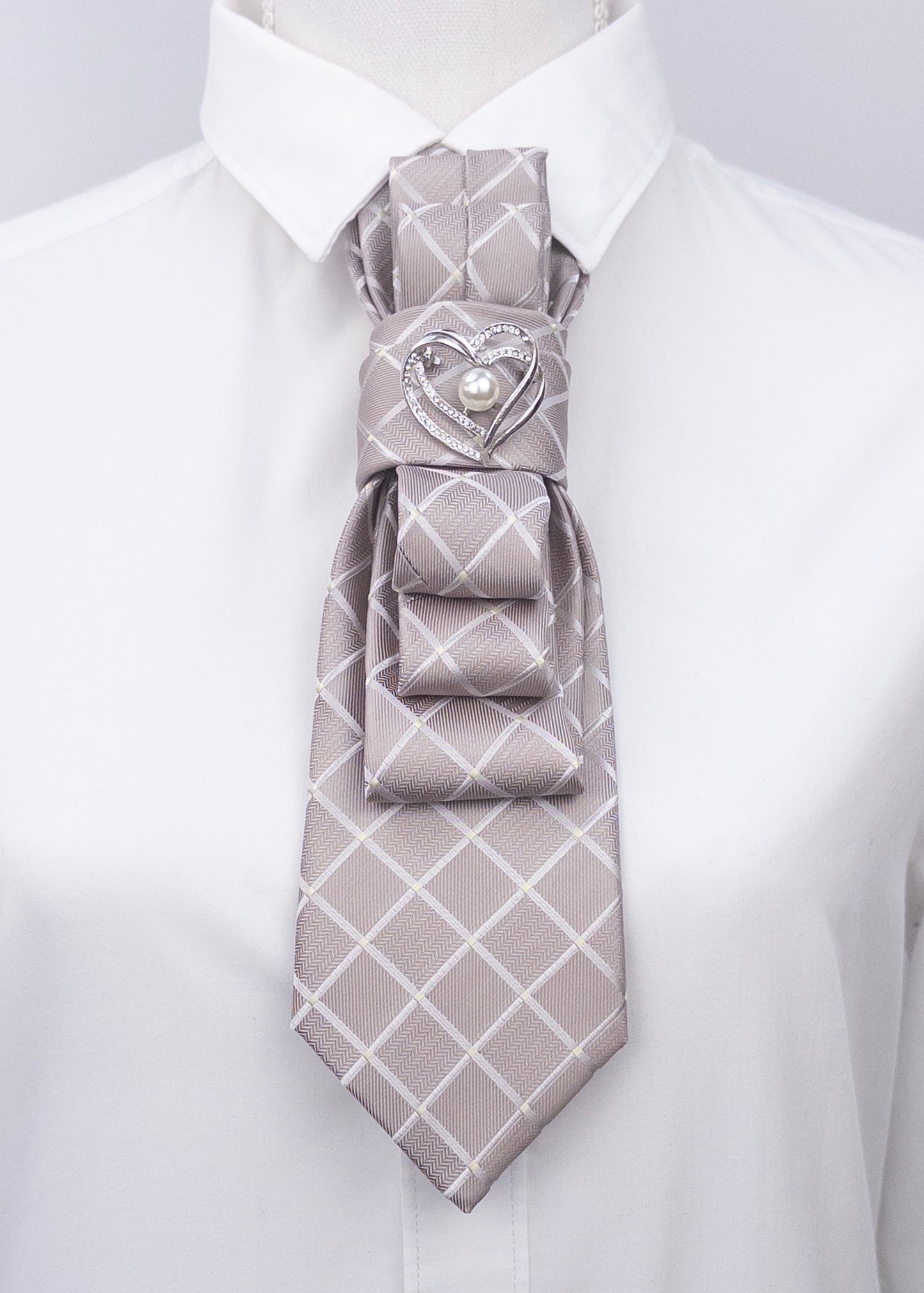 Stropdas zilver hart