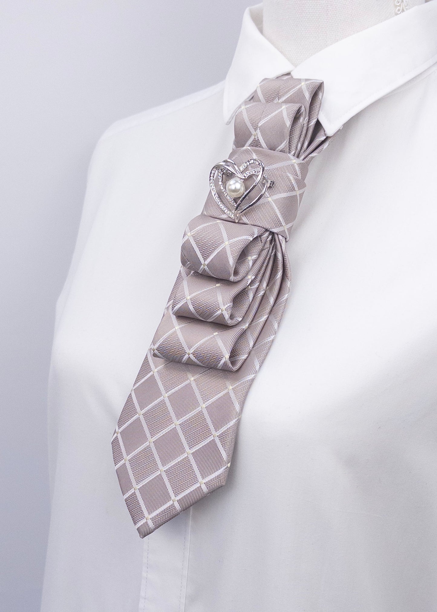 Stropdas zilver hart