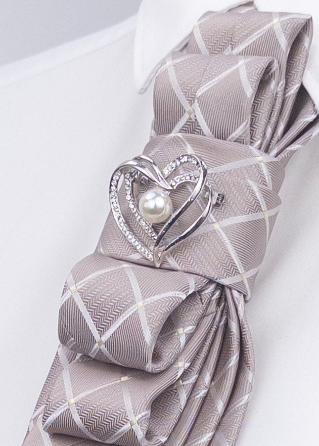 Stropdas zilver hart