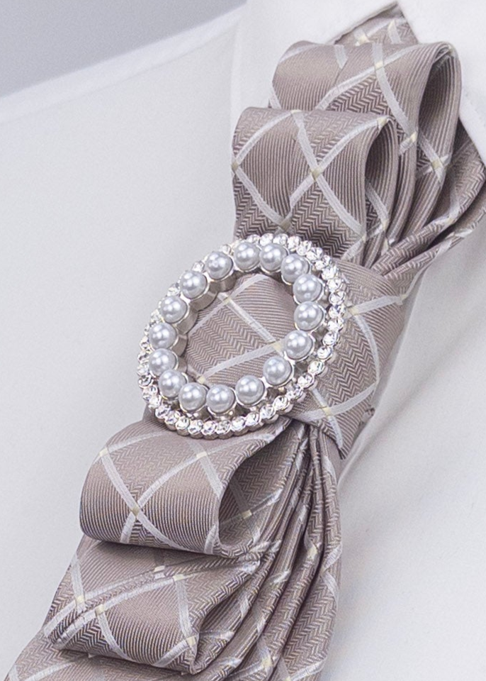 Stropdas zilver rond