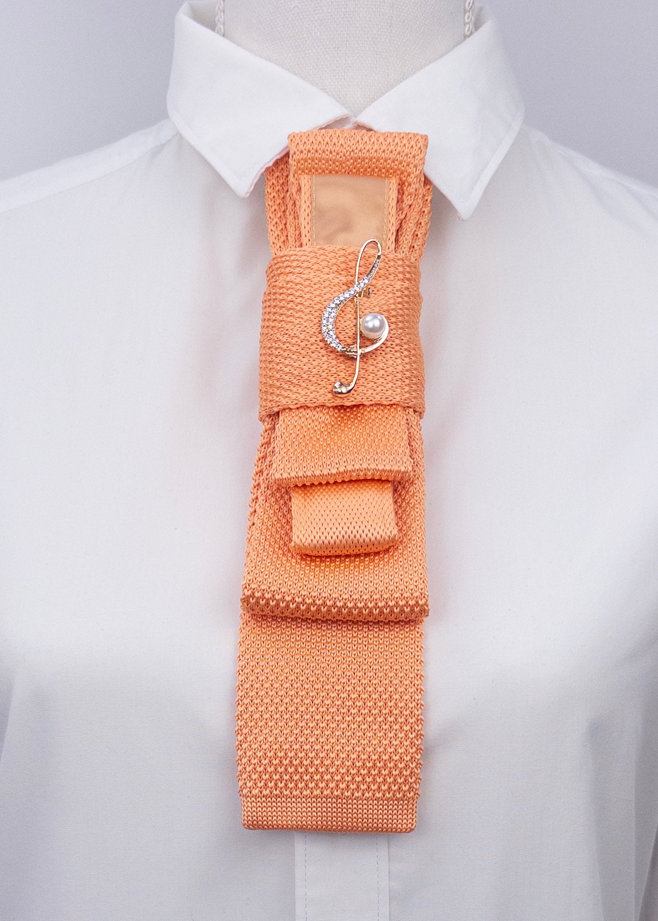 Stropdas oranje muzieknoot