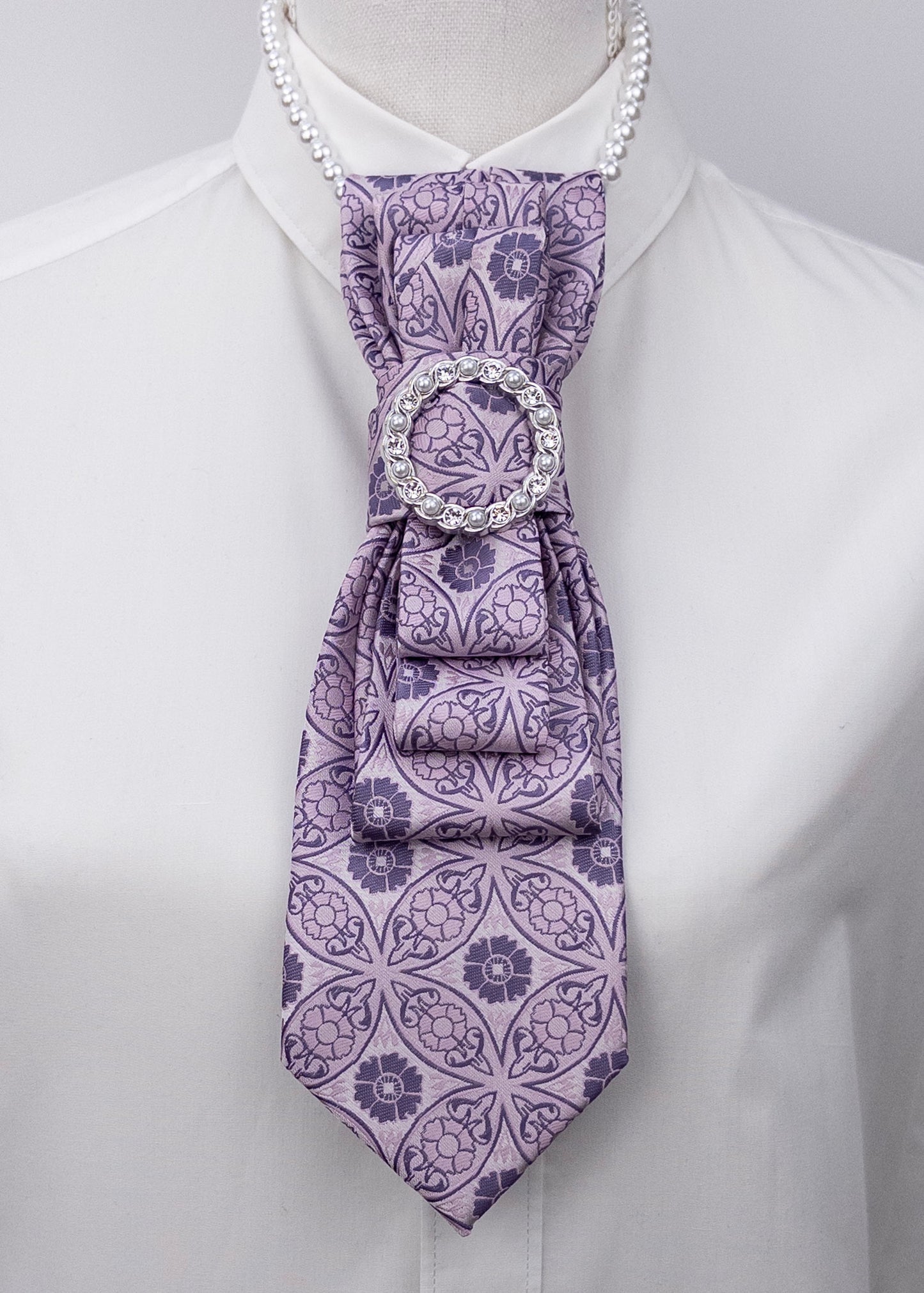 Stropdas paars bloemen barok