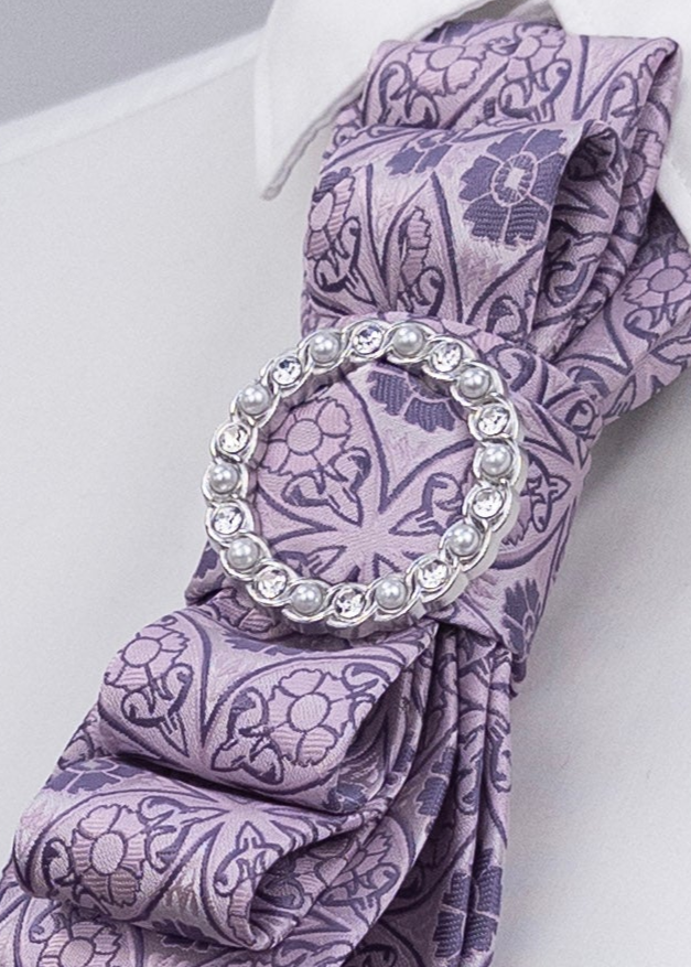 Stropdas paars bloemen barok