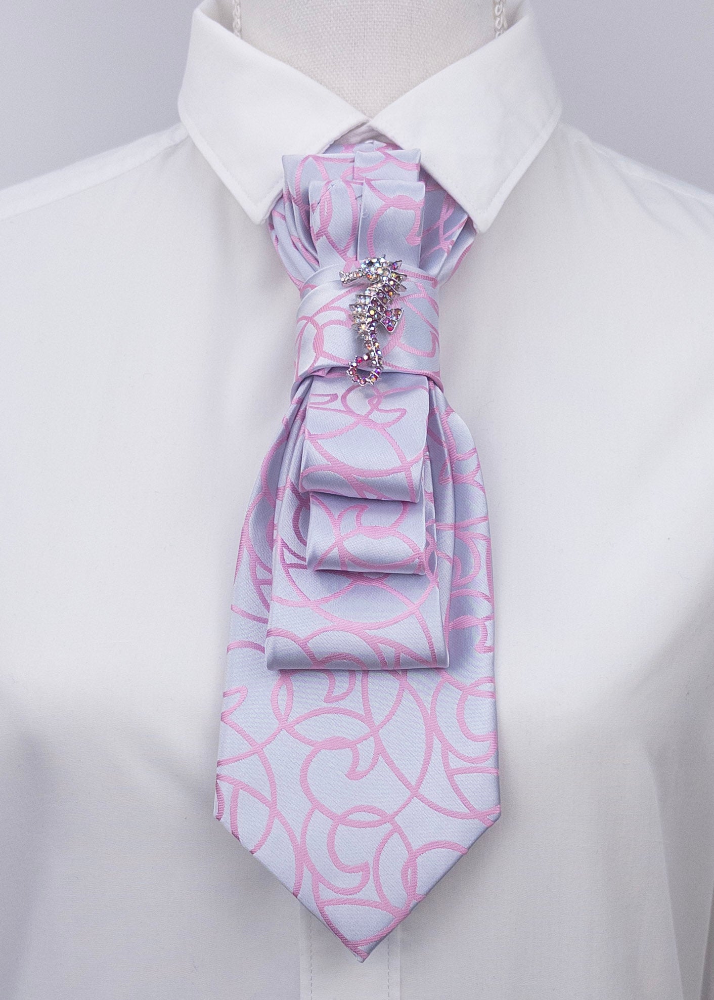 Stropdas zilver lila zeepaardje