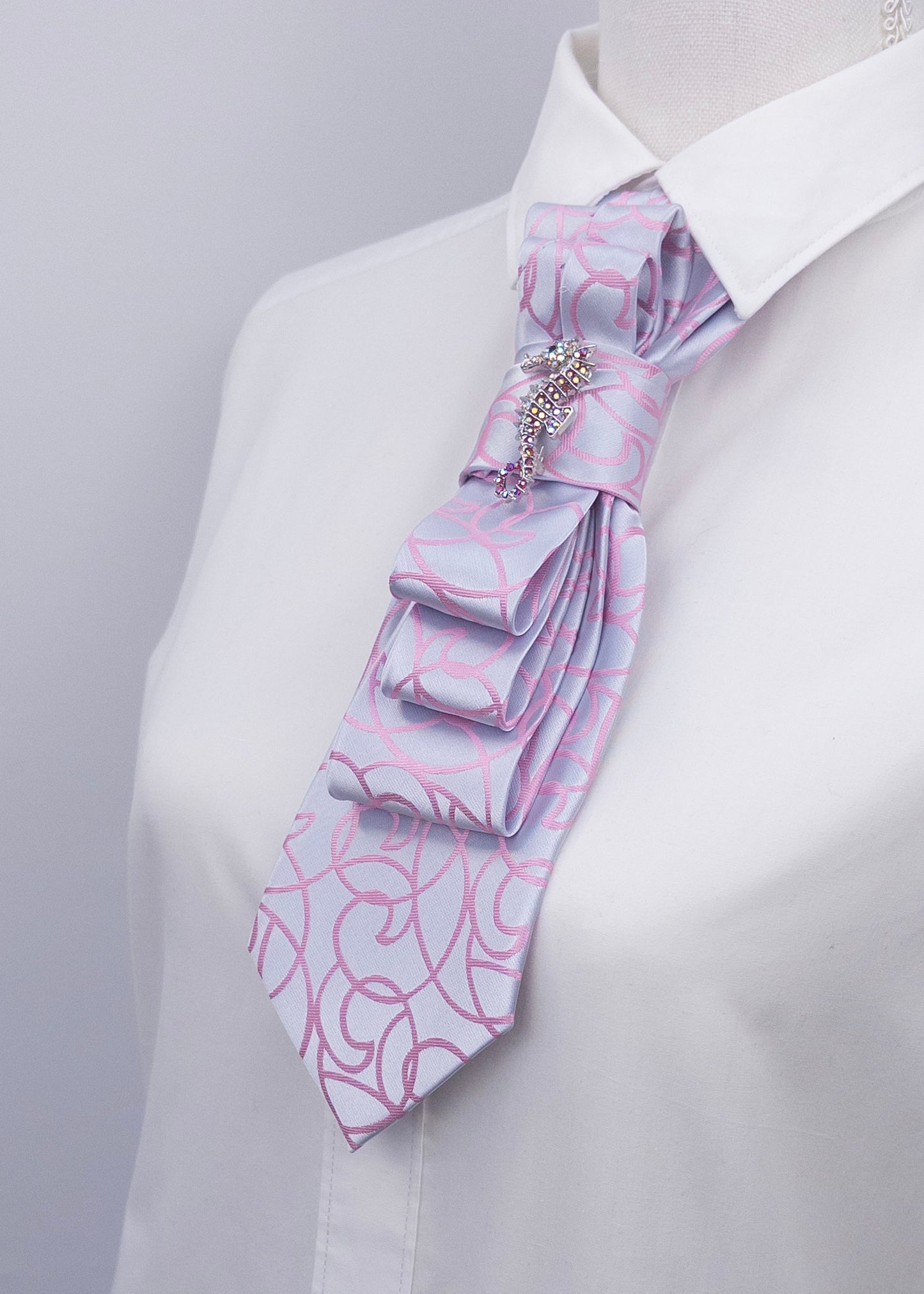 Stropdas zilver lila zeepaardje