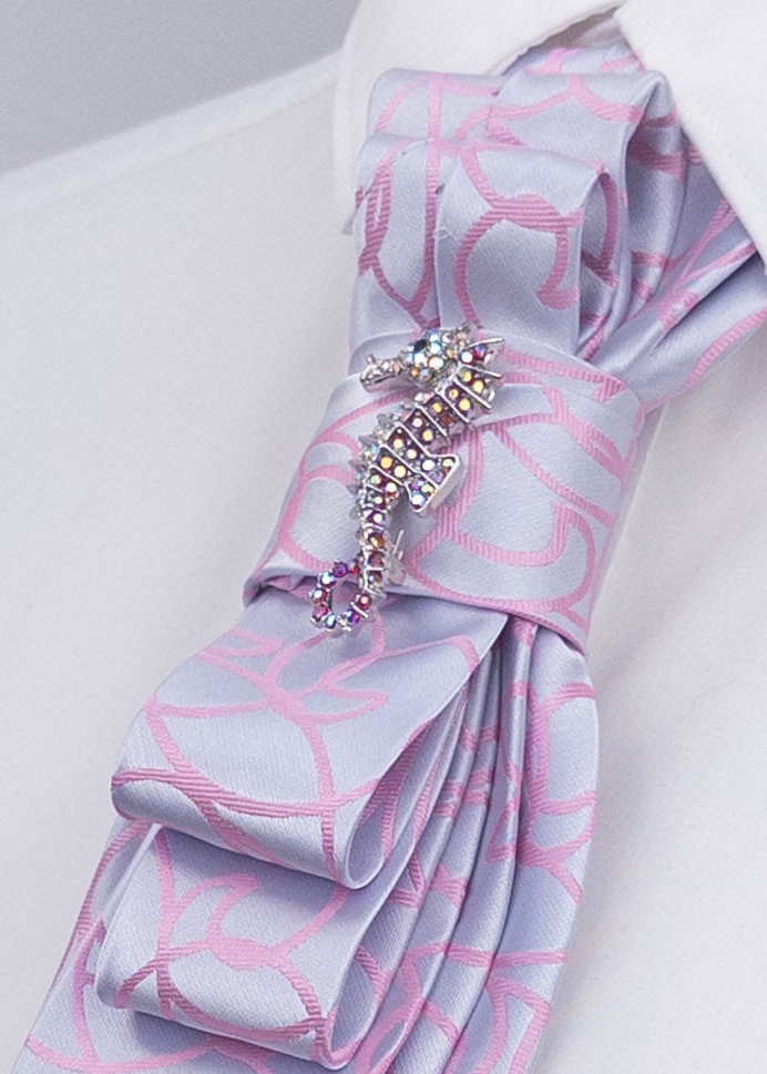 Stropdas zilver lila zeepaardje