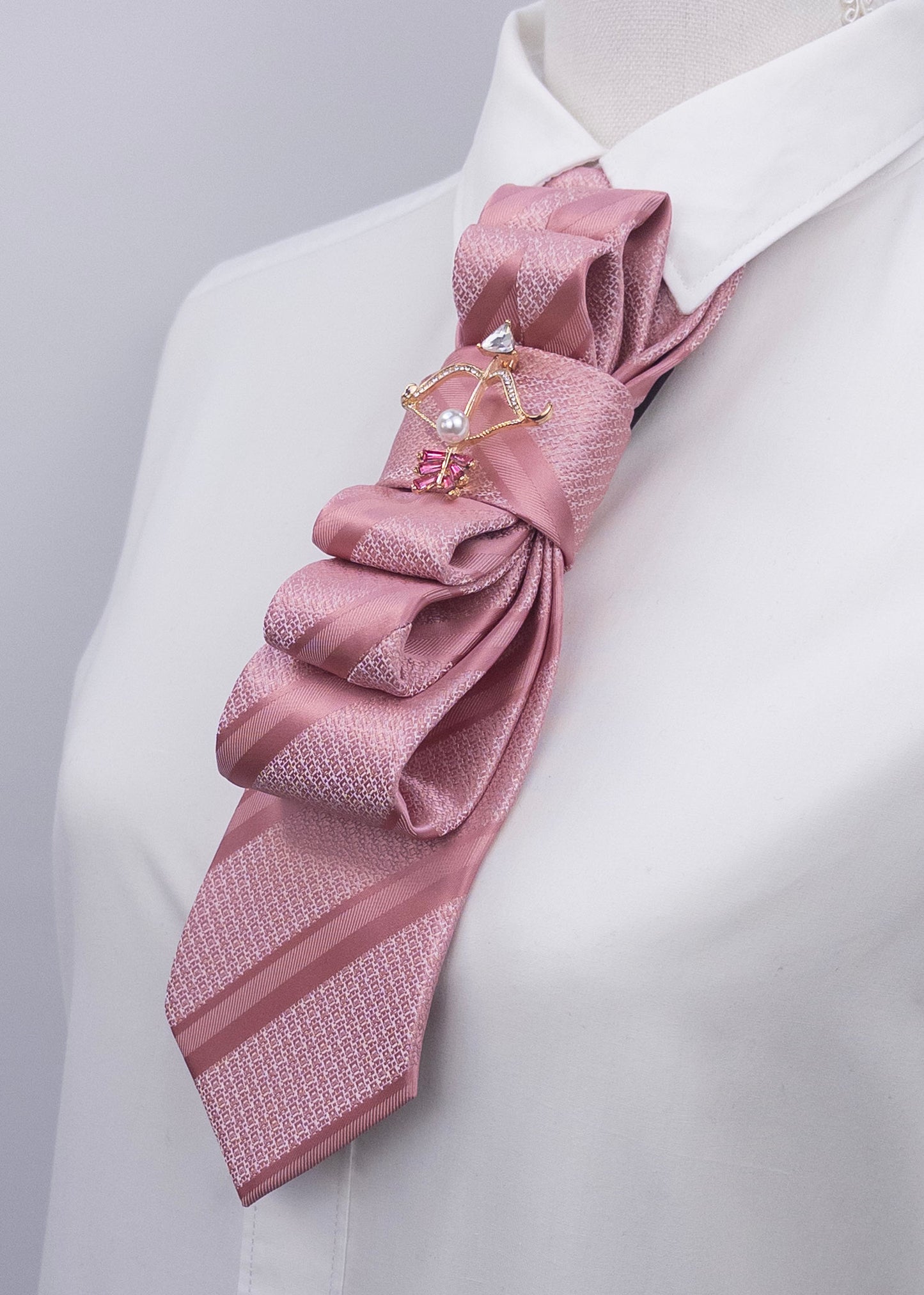 Stropdas roze gestreept pijl & boog