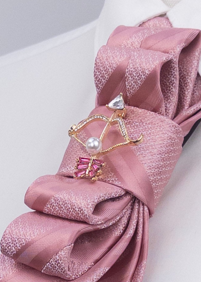 Stropdas roze gestreept pijl & boog