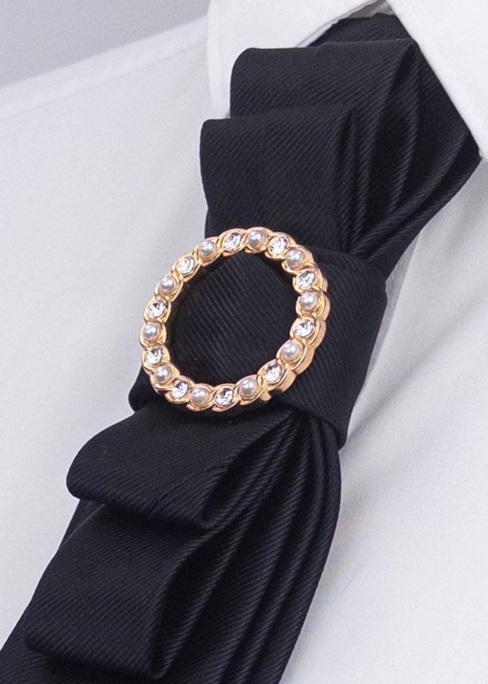 Stropdas zwart-broche-rond